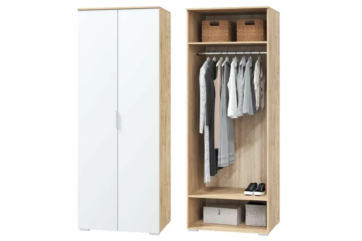 Шкаф для одежды 2-х дверный Сканди 800 (Дуб бунратти/Белый бланш) в мебель-центре Озерцо