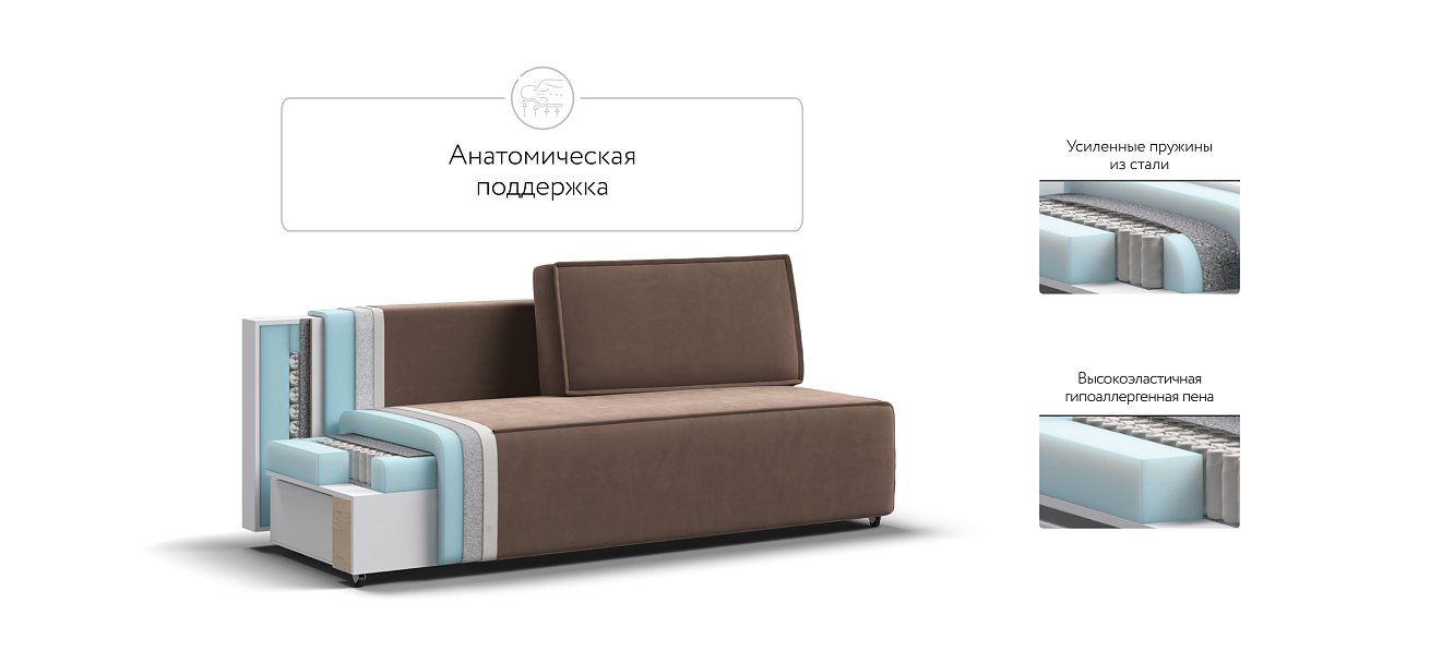 Норд Мини диван Велюр Монолит мокко — купить в Озерце