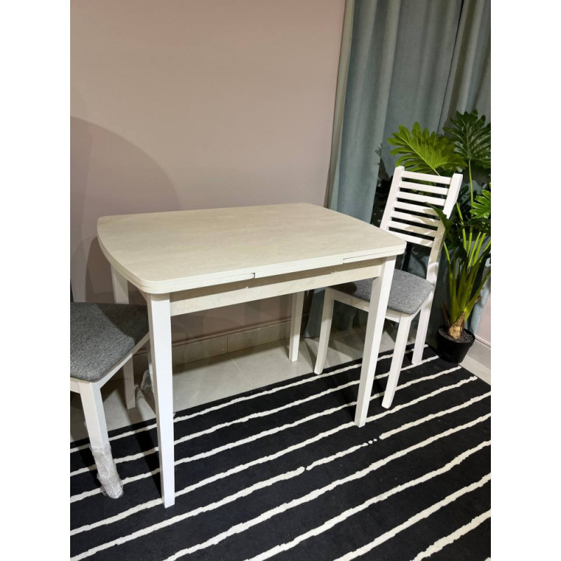 Стол СИЭТЛ 60х90 шелковый камень/ноги тип-НД белый - купить в Озерце