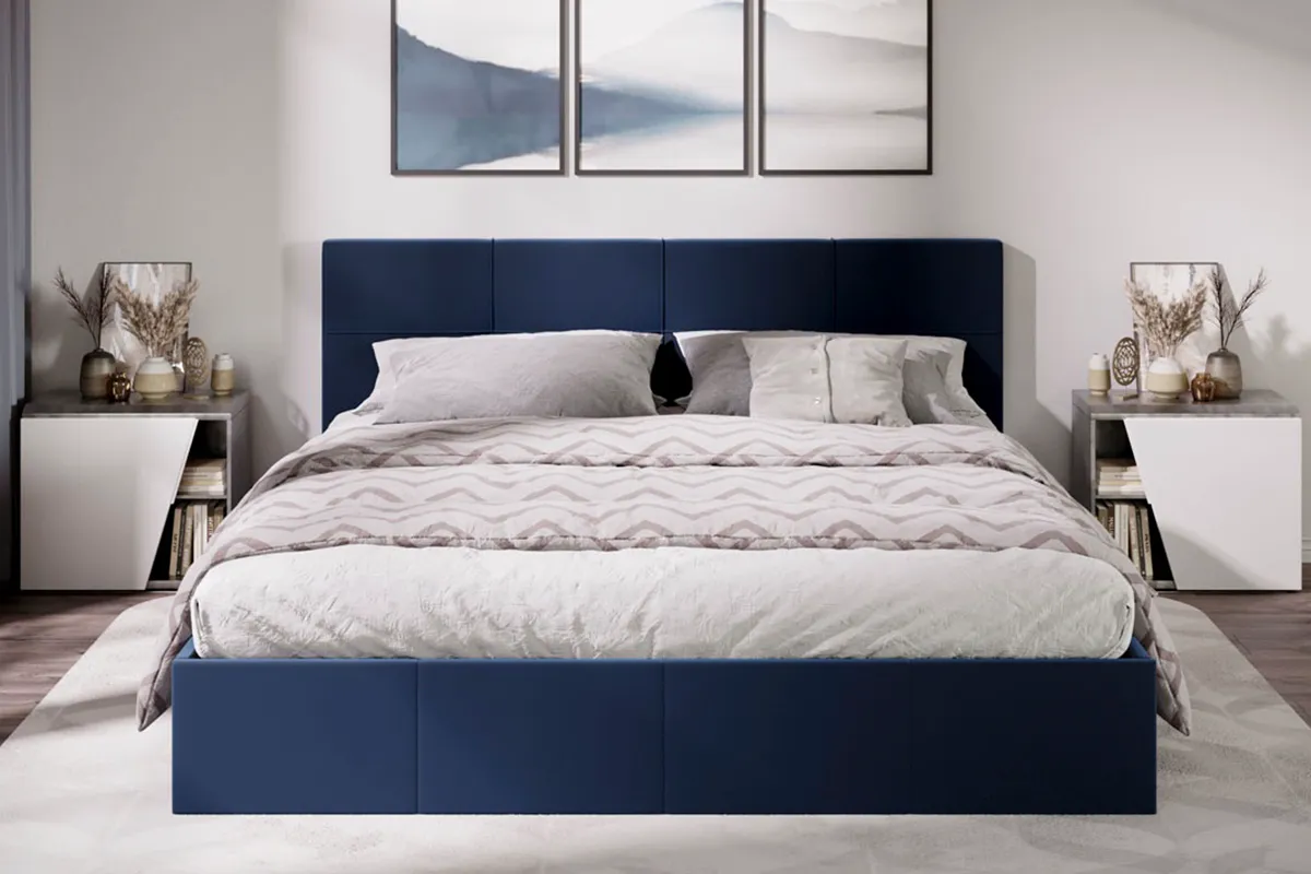 Кровать Лора с ПМ и заглушиной 180х200 (Велюр / Confetti Blue) - купить в Озерце
