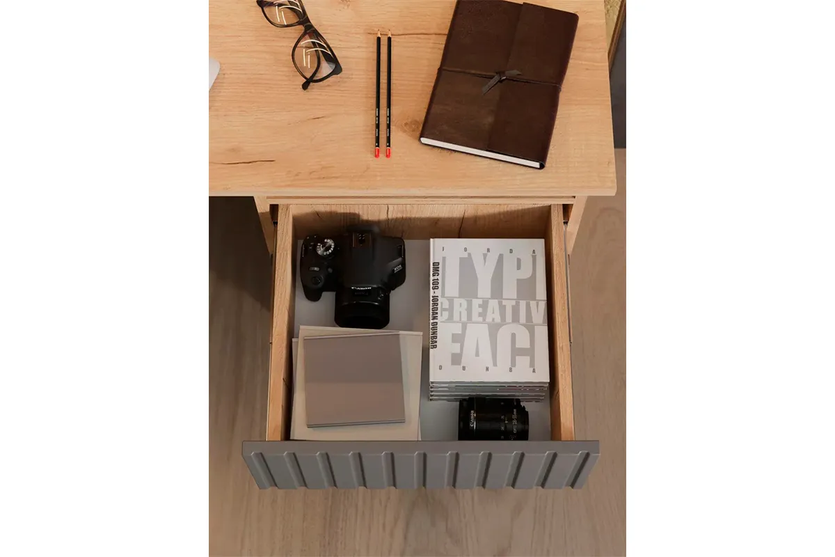 Стол письменный Хилтон Тип 1 (Дуб Крафт золотой/Графит матовый) — Мебель-центр Озерцо