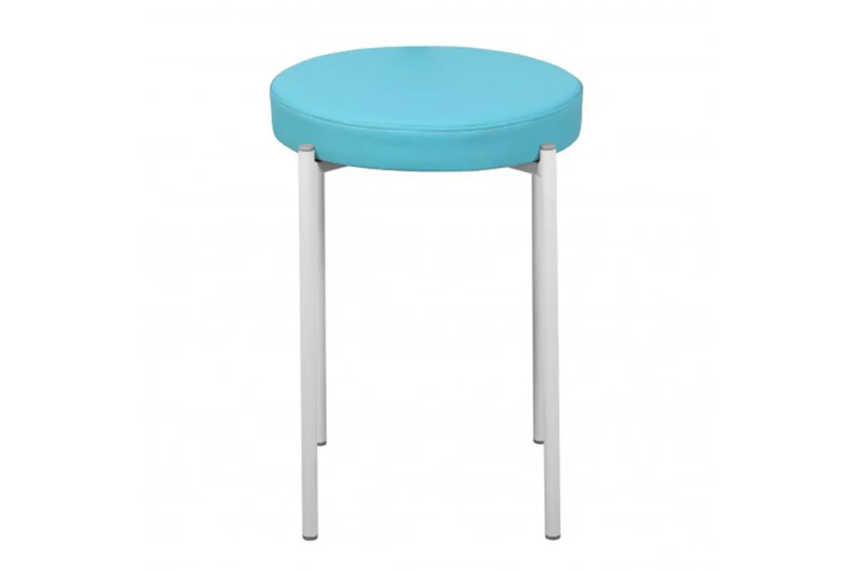 Табурет Дора каркас белый, экокожа (Экотекс 3005 лазурный) СРП-006 - купить в Озерце