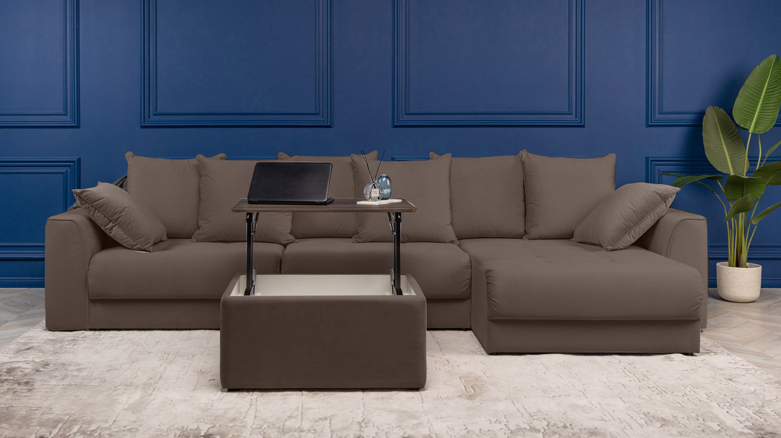 Диван угловой Monako New, Тк. Sky Velvet 02 156x356 — купить в Озерце