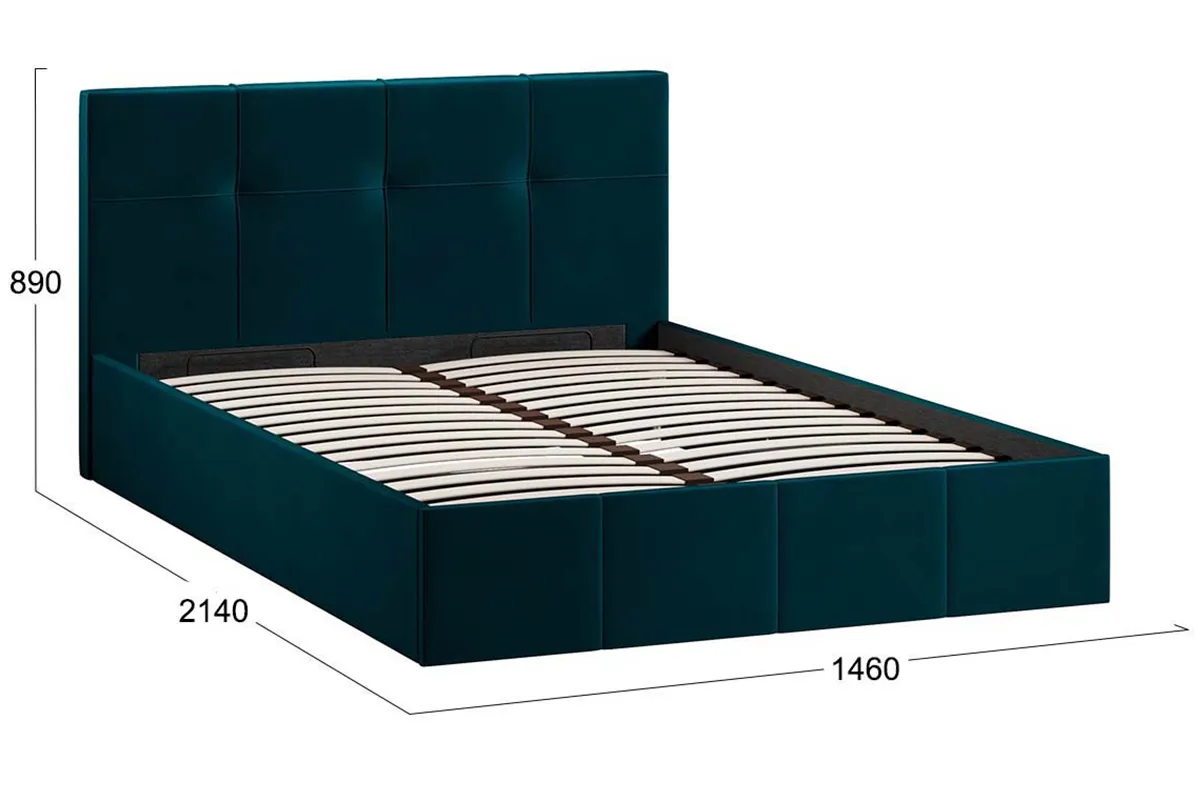Кровать Лора с ПМ и заглушиной 140х200 (Велюр/Confetti Izumrud) - купить в Озерце