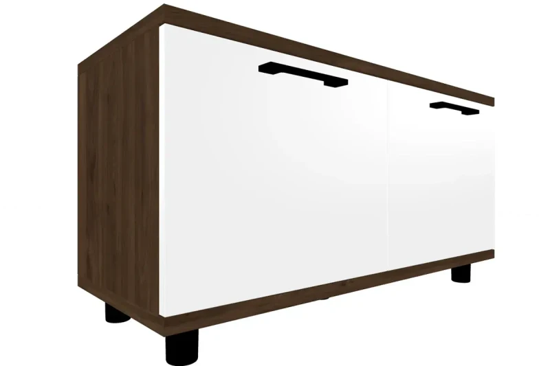 Тумба ТБ-5051-ГТ-БГ (Гикори Джексон Темный/Белый Бриллиант Глянцевый) — Мебель-центр Озерцо