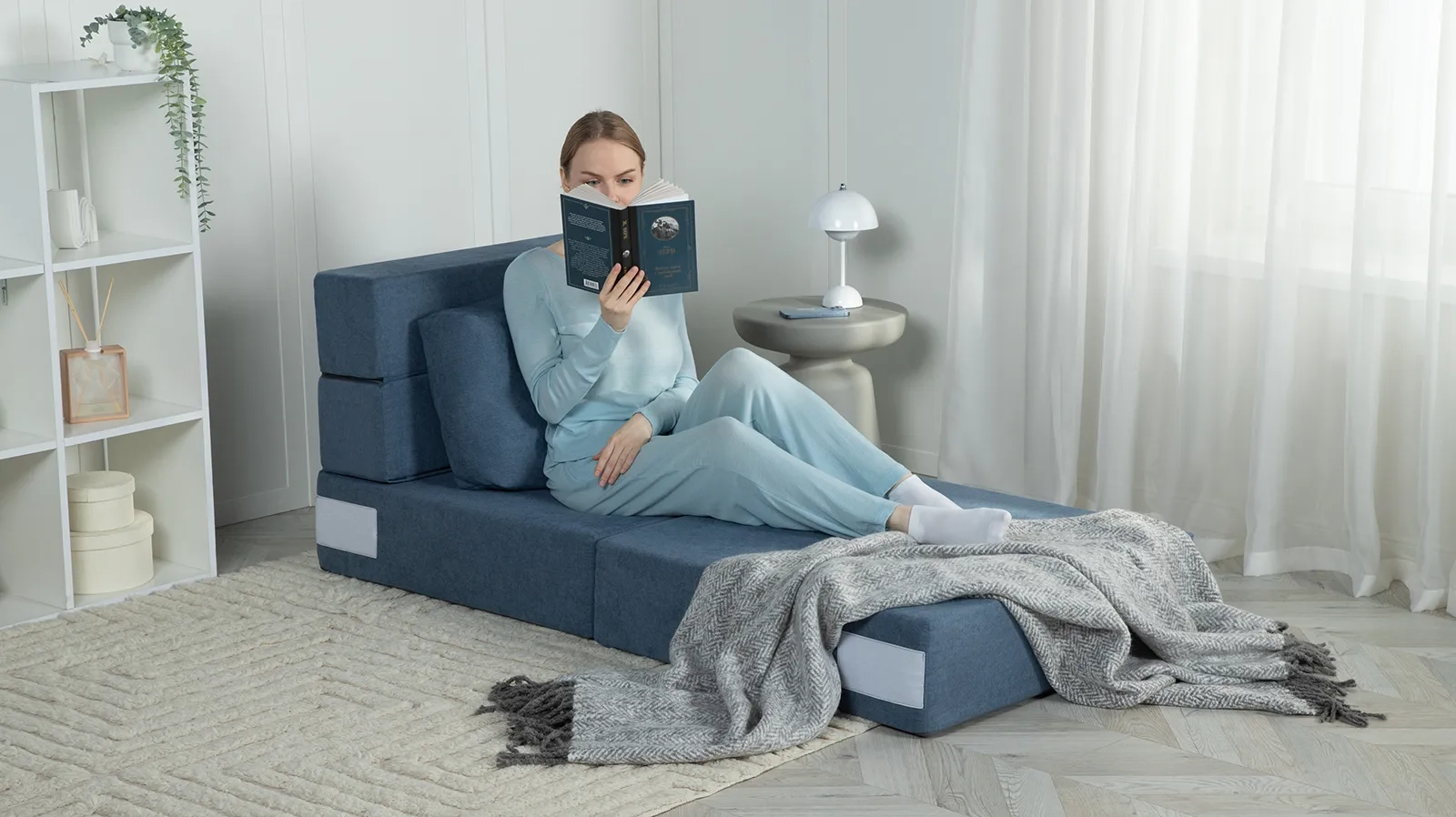 Кресло -матрас Folly ткань Prime Blue 80x80 — купить в Озерце