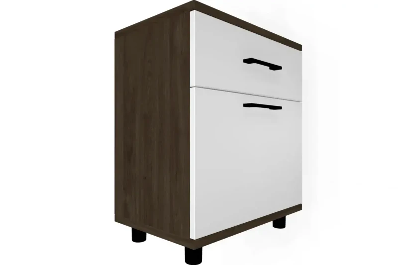 Тумба ТБ-5025-ГТ-БГ (Гикори Джексон Темный/Белый Бриллиант Глянцевый) — Мебель-центр Озерцо