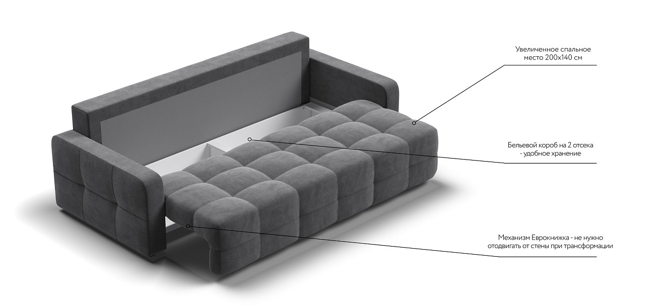 Диван Денди велюр Monolit серый — купить в Озерце