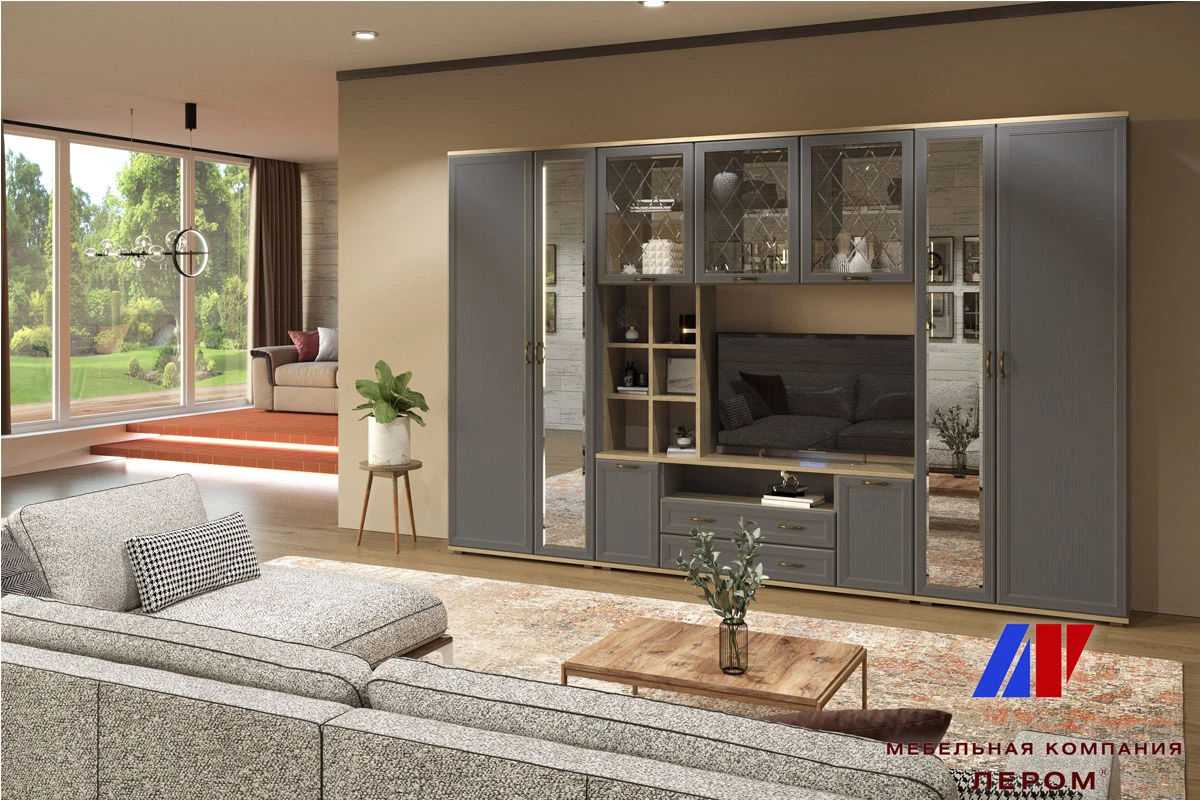 Антресоль АН-1011-ГС-СО (Гикори Джексон Светлый/Серый Оникс) в мебель-центре Озерцо