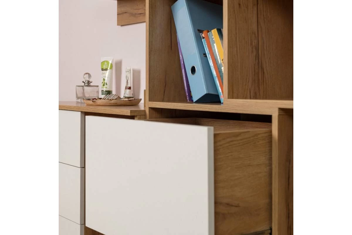 Стеллаж-трансформер Лойс 95 (Дуб Золотистый/Белый) в мебель-центре Озерцо