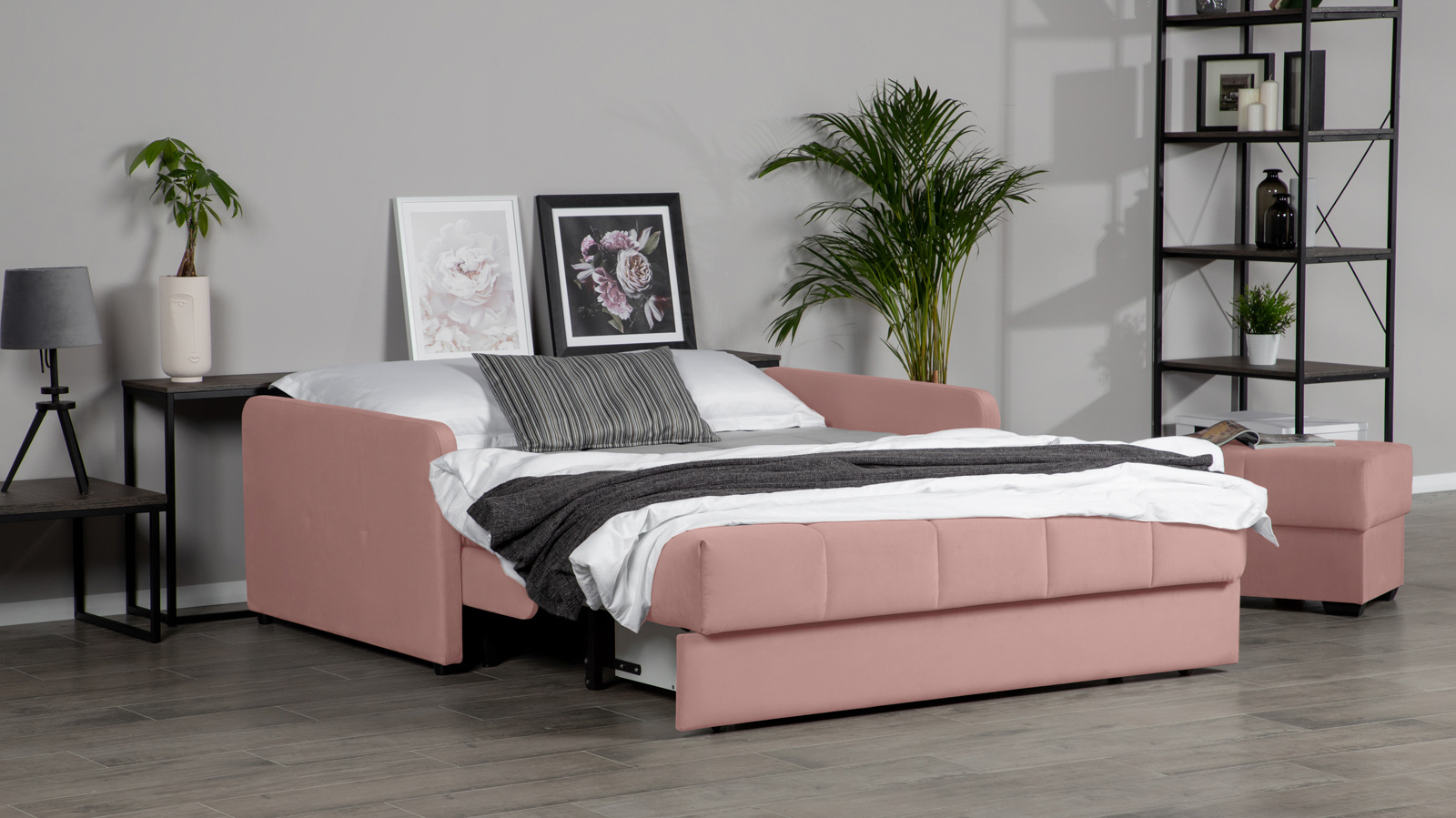 Диван - кровать Domo Pro с узкими подлокотниками, стежка квадрат, ткань Sky Velvet 01 160x216 — в мебель-центре Озерцо