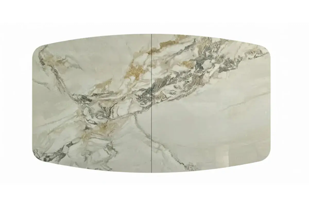 Стол обеденный Аризона 1300х800 (Керамика YB 8020111BG Gold Jade / МДФ в пленке Черный кварц /Металл черный) - купить в Озерце