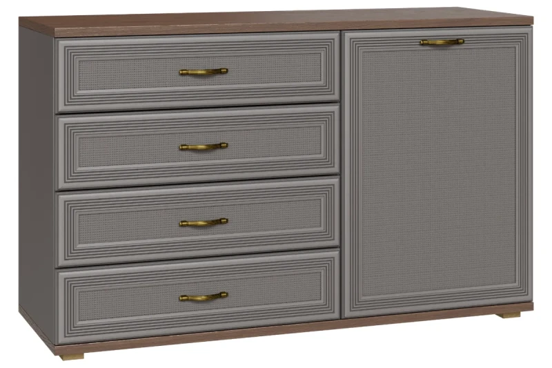 Тумба ТБ-1015-ГТ-СО (Гикори Джексон Темный/Серый Оникс) — Мебель-центр Озерцо