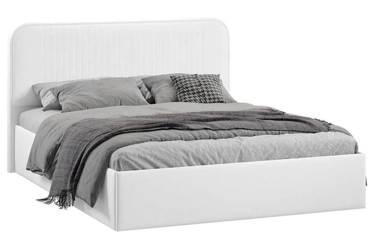 Спальный гарнитур Тиффани №2 (Белый Жемчуг/Белый софт/Экокожа Polo white) - купить в Озерце