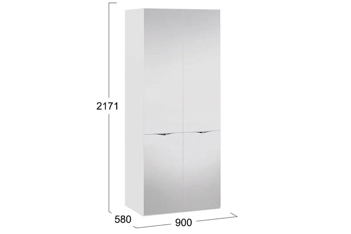 Шкаф для одежды Глосс СМ-308.07.212 с 2 зеркальными дверями (Белый глянец) в мебель-центре Озерцо