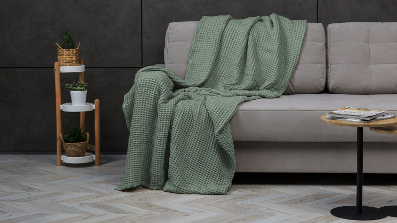 Покрывало хлопковое Waffle, цвет: ментол 220x230 в мебель-центре Озерцо