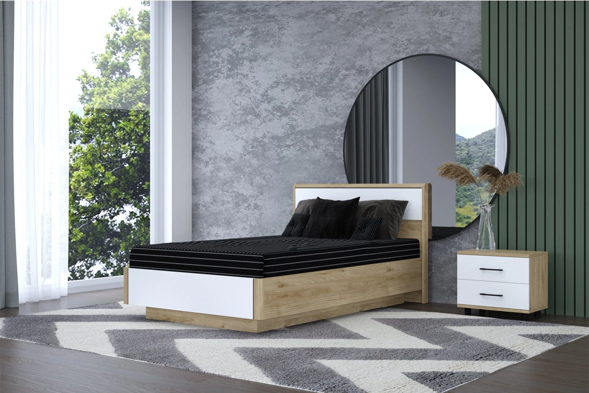 Кровать КР-4001-ГС-БГ (Гикори Джексон Светлый/Белый Бриллиант Глянцевый) - купить в Озерце