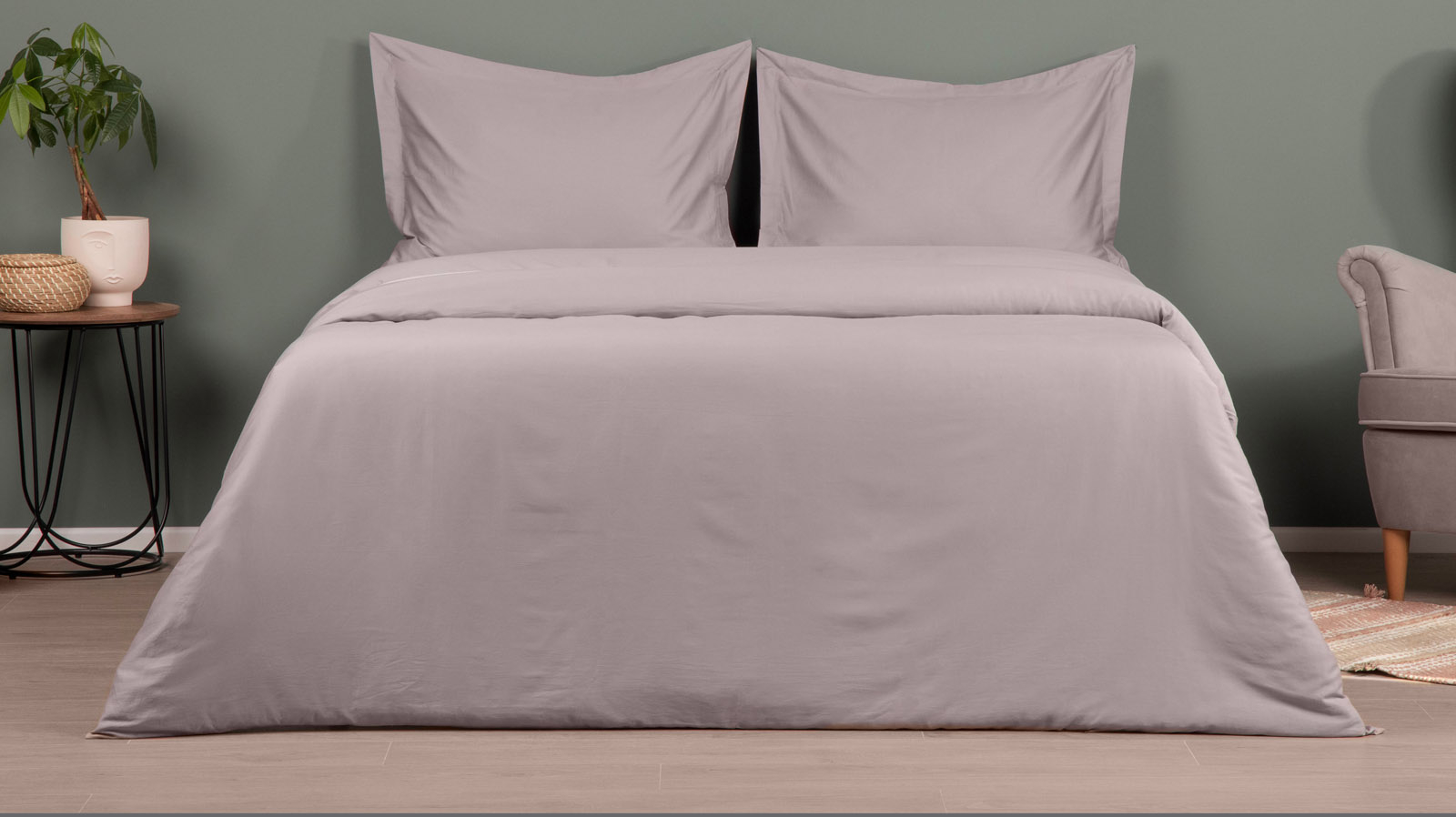 Постельное белье Askona Home Дымчатый 200x220, без простыни в мебель-центре Озерцо