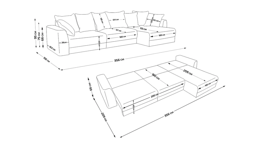 Диван угловой Monako New, Тк. Casanova Chocolate 156x356 — купить в Озерце