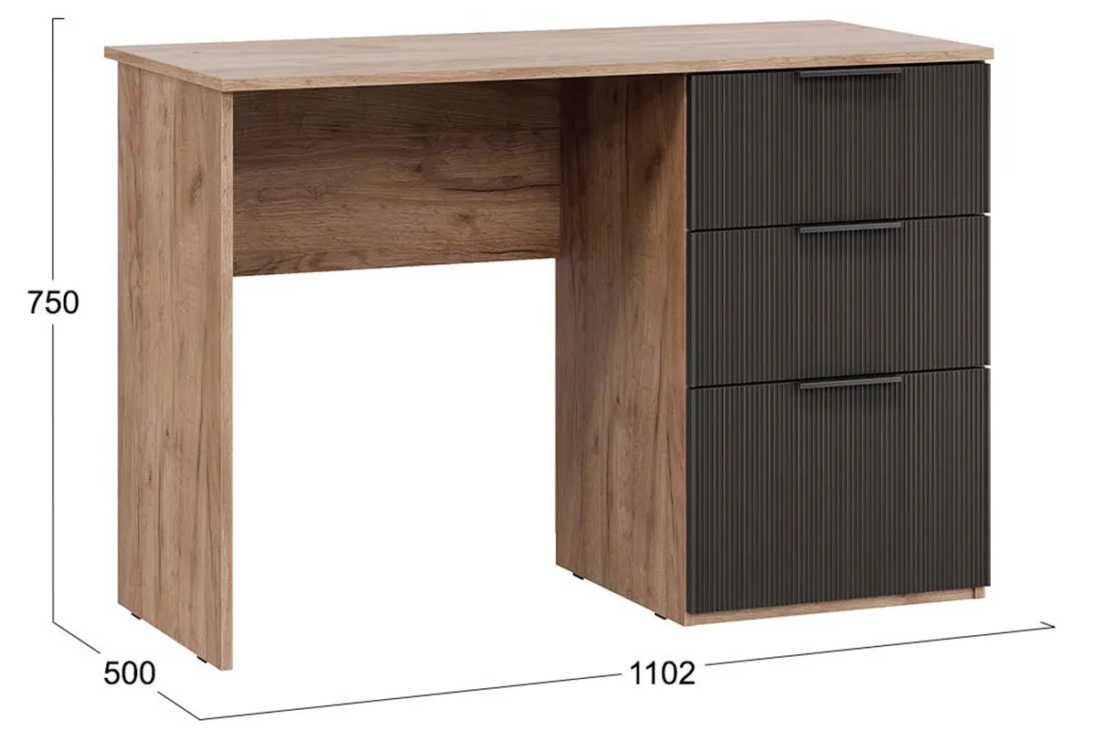 Стол письменный Графит (Дуб Крафт Табачный/Холст Вулкан) — Мебель-центр Озерцо