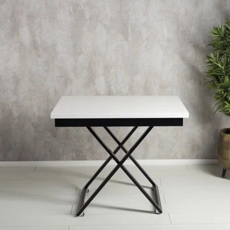 Стол-трансформер APOLLO белый матовый/черное подстолье - купить в Озерце