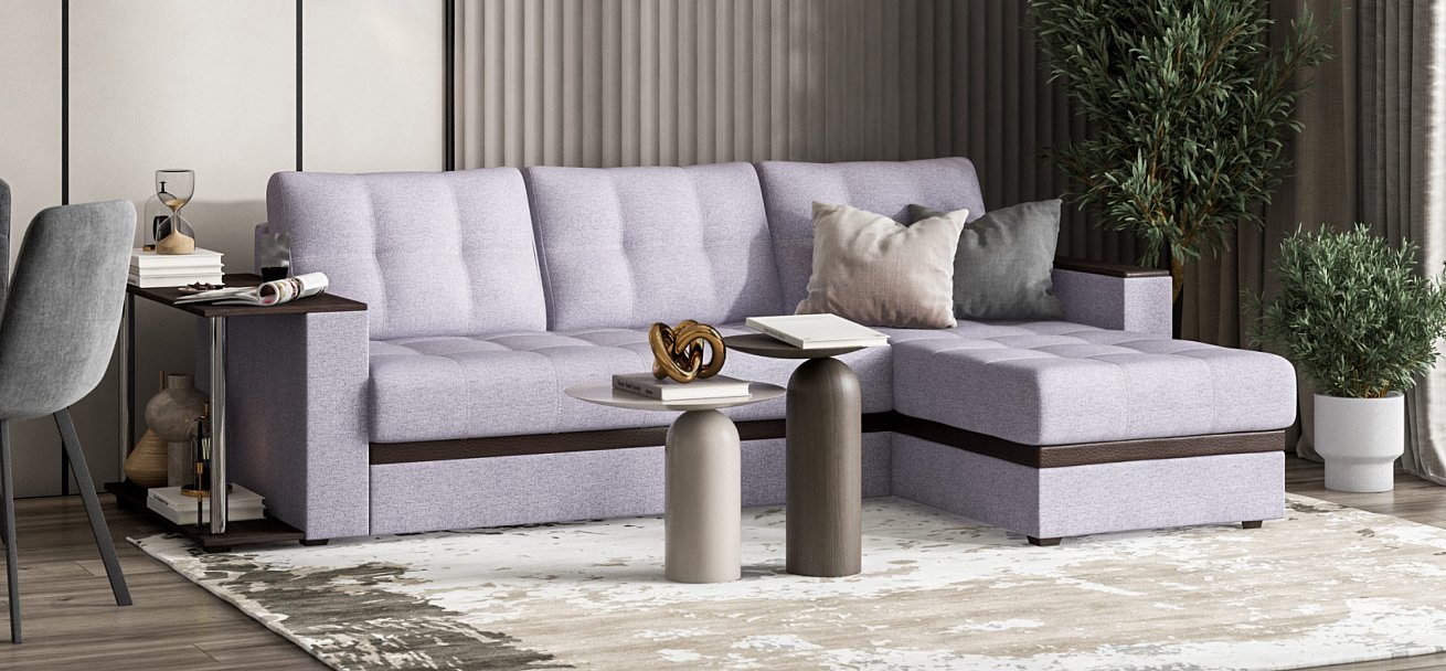 Атланта Люкс угловой диван Рогожка Мальмо платина — купить в Озерце