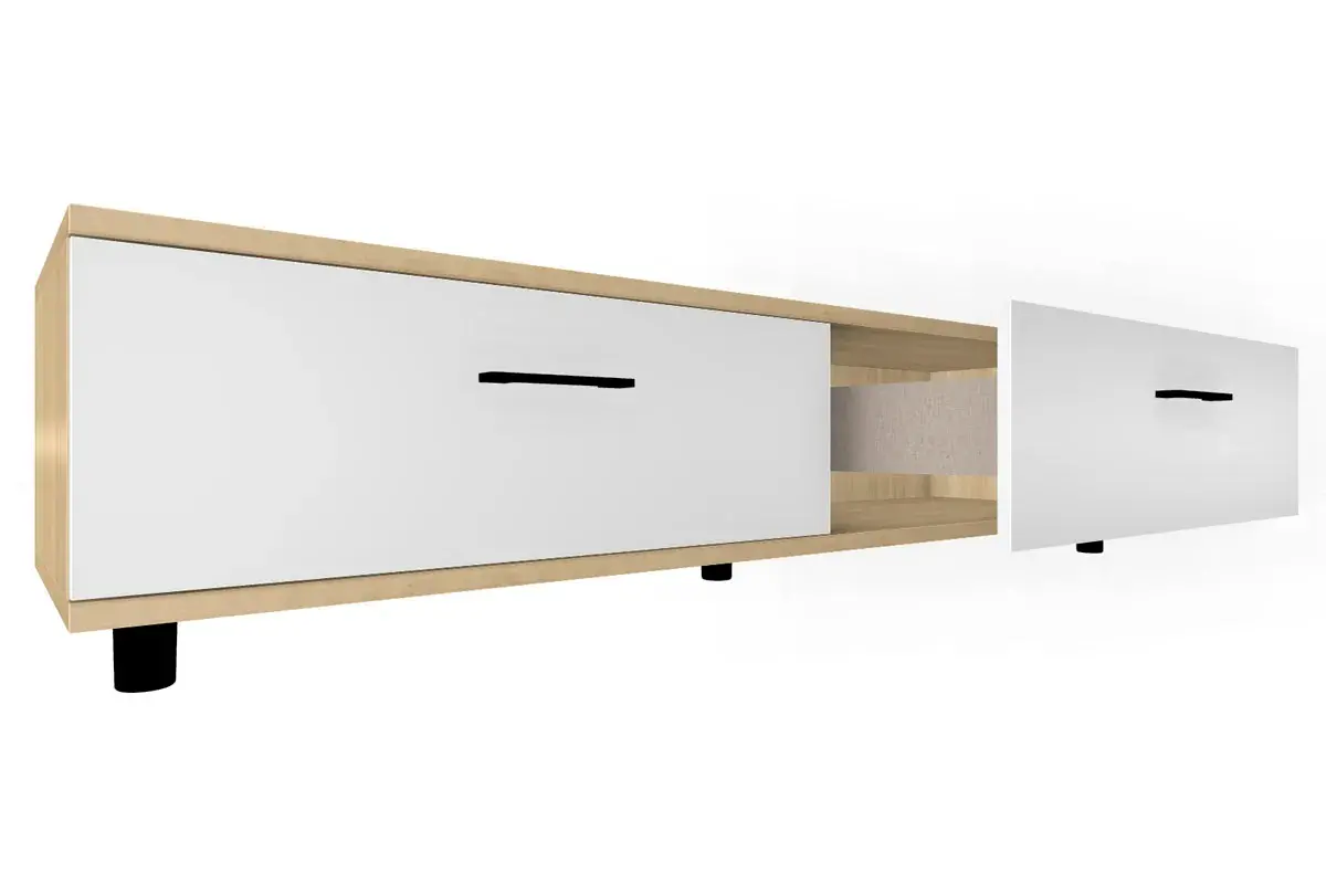 Тумба ТБ-5072-АС-БГ (Ясень Асахи/Белый Бриллиант Глянцевый) — Мебель-центр Озерцо