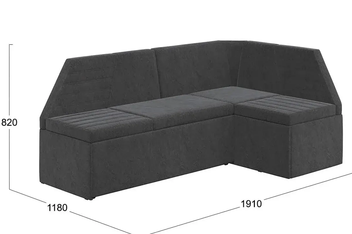 Скамья угловая Лондон со спальным местом Исп. 2 (Дуб сонома трюфель/Микровелюр Wellmart Graphite) - купить в Озерце