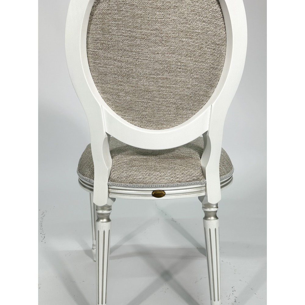 Стул LEONARDO белый+серебро/рогожка+цветы - купить в Озерце