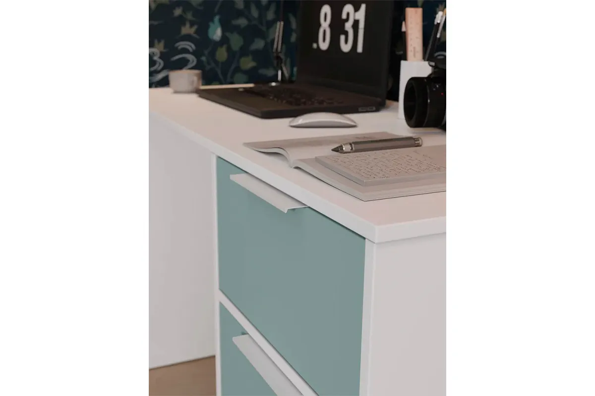 Стол письменный Марли Тип 1 (Белый/Серо-голубой) — Мебель-центр Озерцо
