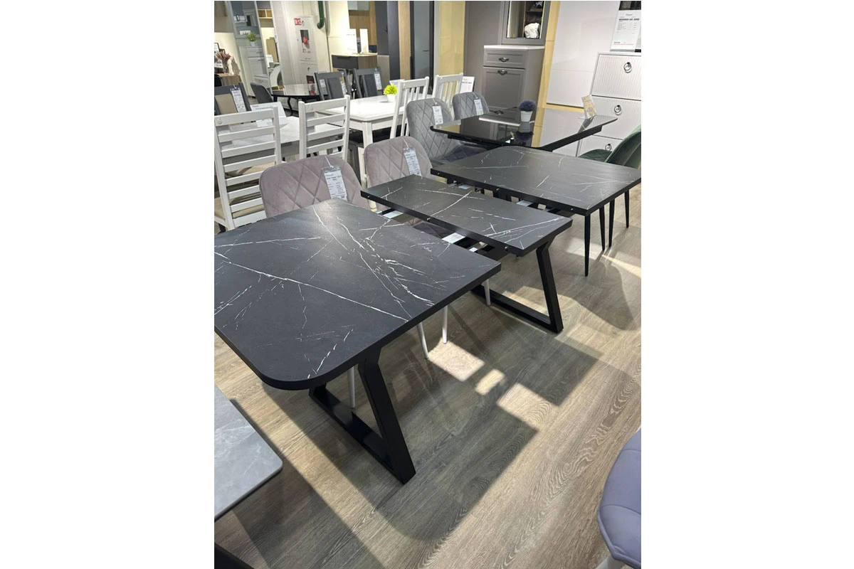 Стол раскладной Ричи (Черный мрамор/Металл чёрный) - купить в Озерце