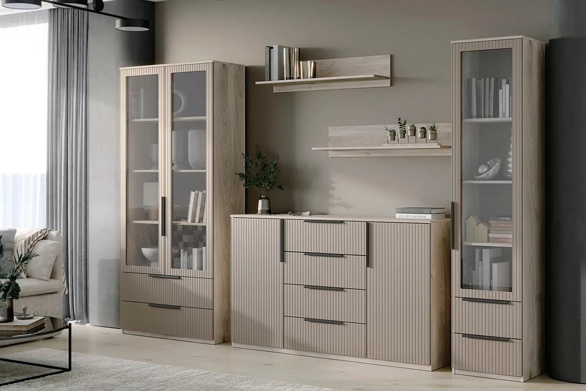 Комод комбинированный Астория 21 (Дуб кастелло серый / Грей софт) — Мебель-центр Озерцо