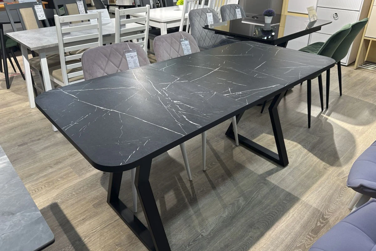 Стол раскладной Ричи (Черный мрамор/Металл чёрный) - купить в Озерце