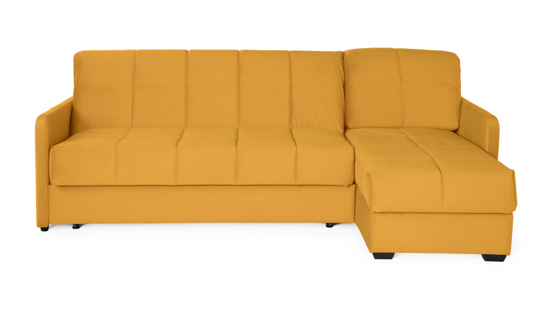 Диван угловой Domo Pro с узкими подлокотниками, стежка квадрат, ткань Sky Velvet 30 160x216 — купить в Озерце