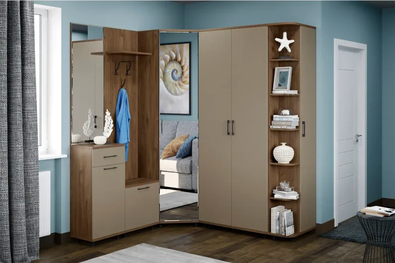 Прихожая Грейс комплект 2 (Гикори Джексон Темный/Латте Матовый) — Мебель-центр Озерцо