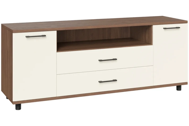 Тумба ТВ ТБ-5021-ГТ-КМ (Гикори Джексон Темный / Кашемир Матовый) — Мебель-центр Озерцо