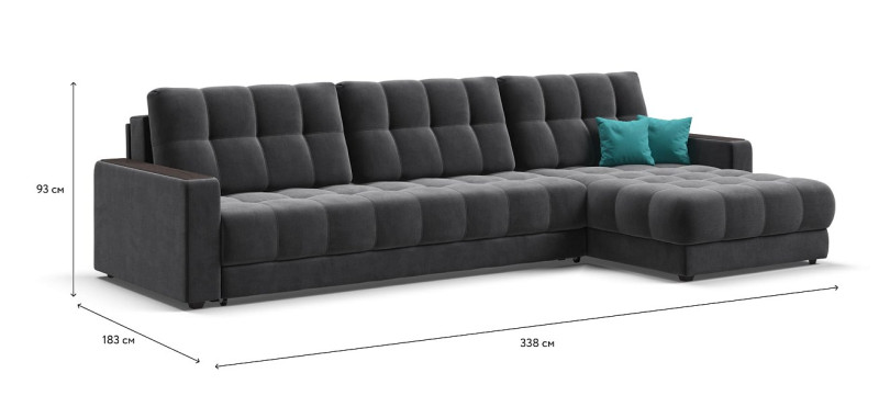 Угловой диван BOSS 3.0 MAX велюр Monolit серый — купить в Озерце