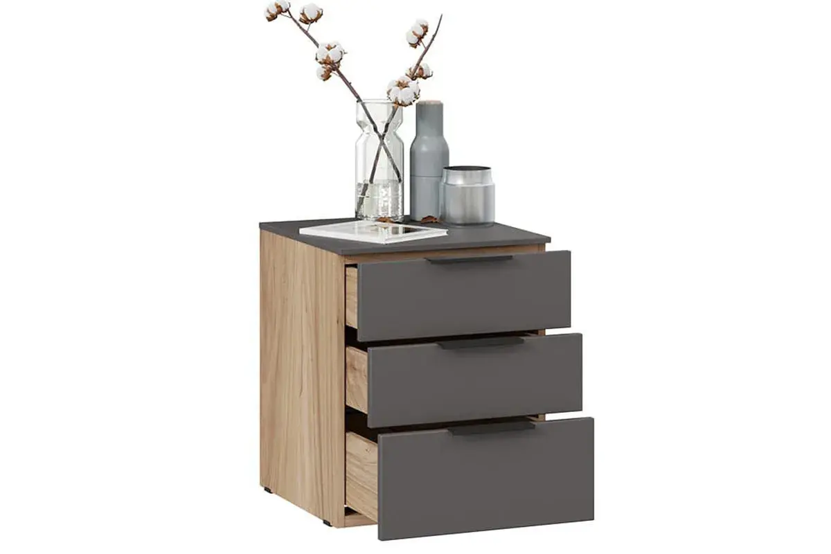 Тумба прикроватная Порто ТД-393.03.01 (Яблоня Беллуно/Графит софт) — Мебель-центр Озерцо