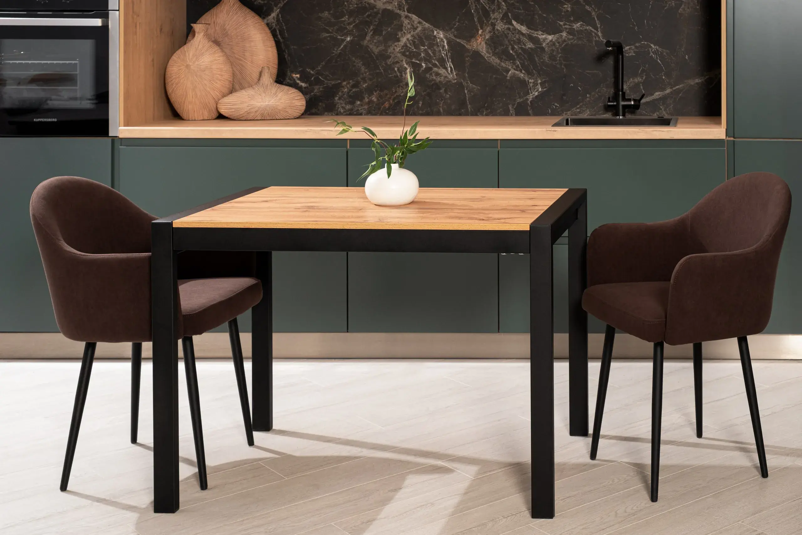 Стол обеденный Этно (Дуб вотан / Рама черная / Металл черный) - купить в Озерце