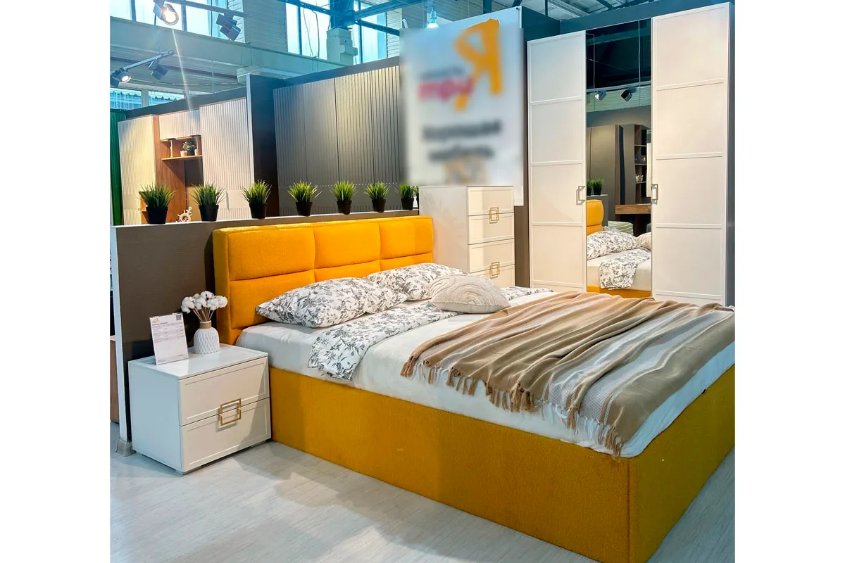 Кровать Стелла с ПМ Тип 1 и заглушиной 160х200 (Экомех/Barni Curcuma) - купить в Озерце