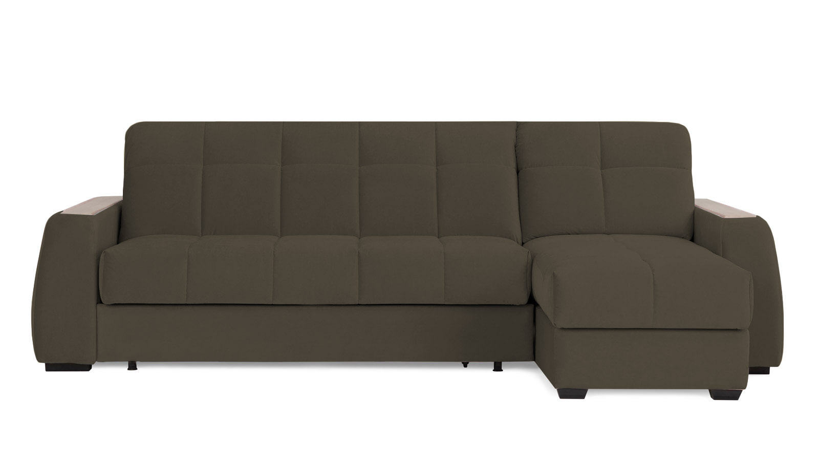 Диван угловой Domo Pro с накладкой цвета ясень, стежка квадрат, ткань Sky Velvet 12 180x216 — купить в Озерце