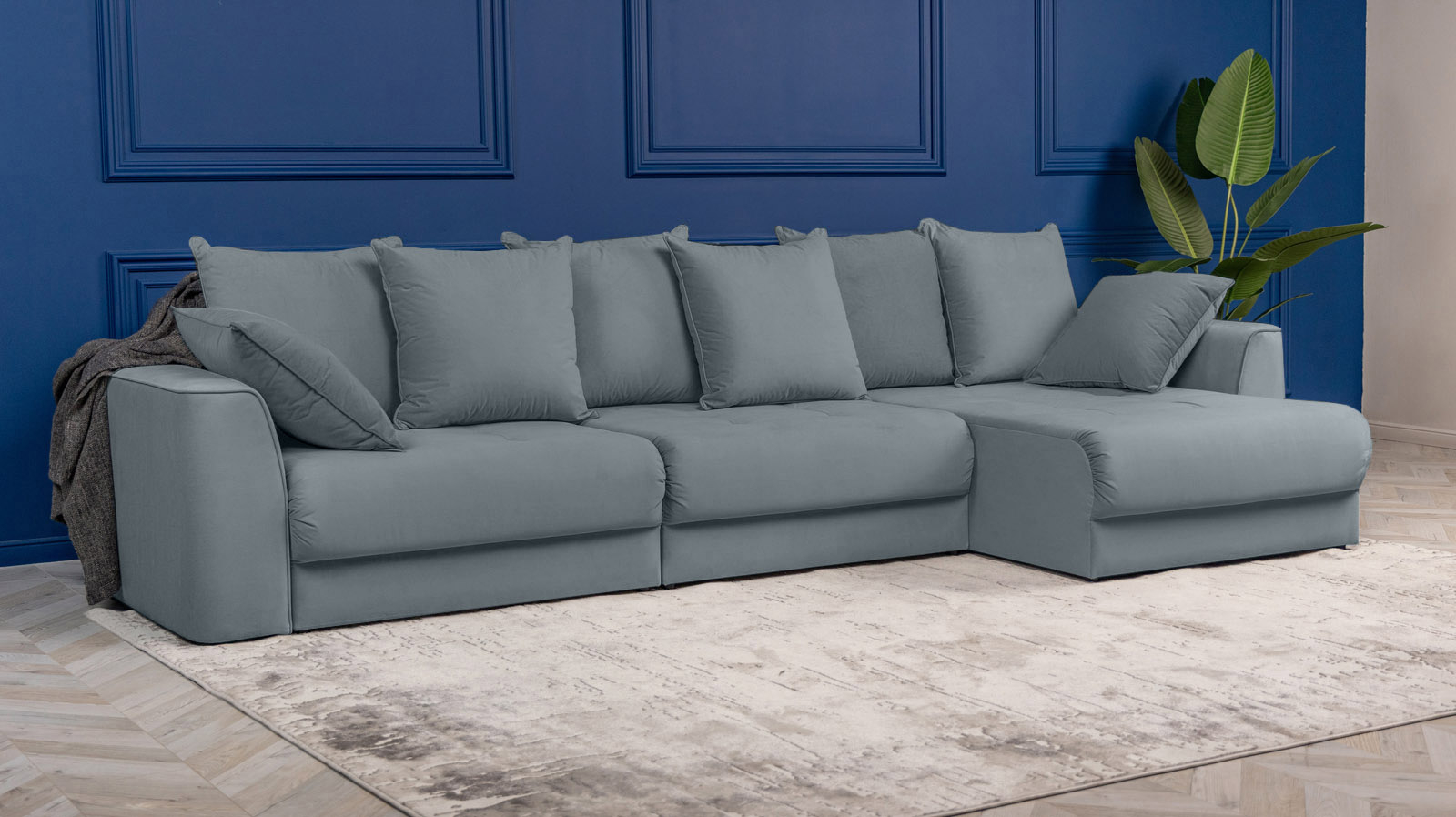 Диван угловой Monako New, Тк. Sky Velvet 18 156x356 — купить в Озерце