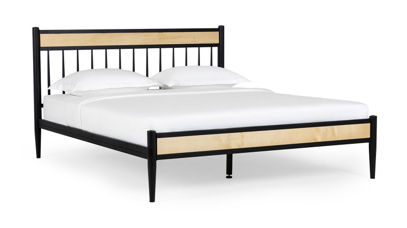 Кровать Tiara, цвет: черный шагрень+массив березы Nature 140x200 - купить в Озерце