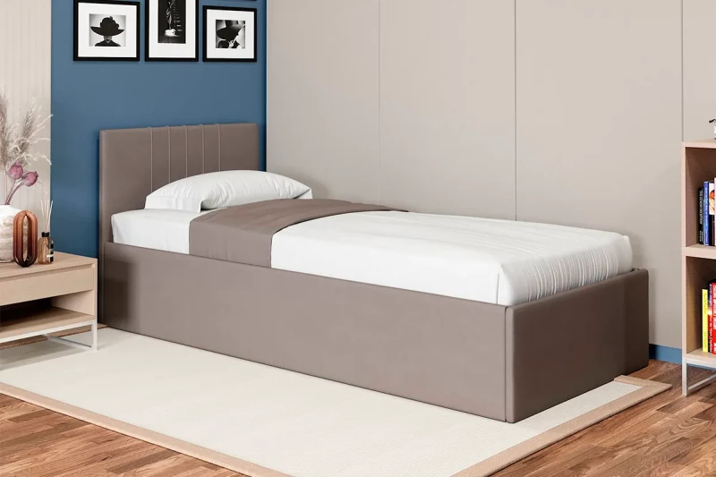 Кровать Соло односпальная с ПМ 90х200 (Newtone Cacao/Капучино) - купить в Озерце