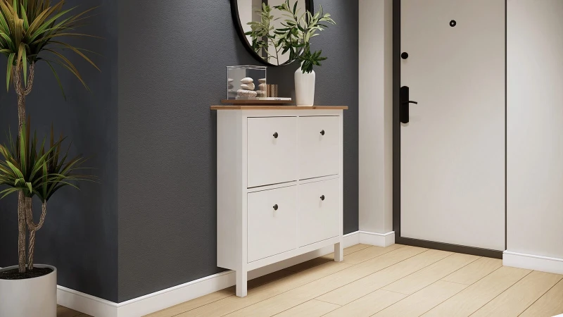 Тумба для обуви Terek, цвет белый+светло-коричневый 22x106 — купить в Озерце