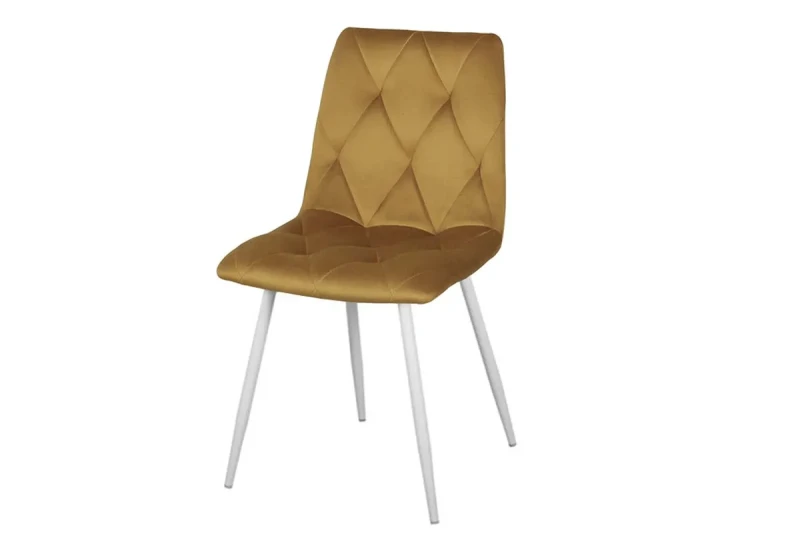 Стул Регги каркас Муар белый, велюр (Velluto 08 горчичный) СРП-066 - купить в Озерце