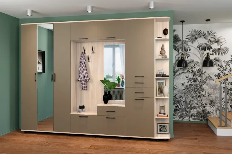 Прихожая Грейс комплект 5 (Ясень Асахи/Латте Матовый) — Мебель-центр Озерцо