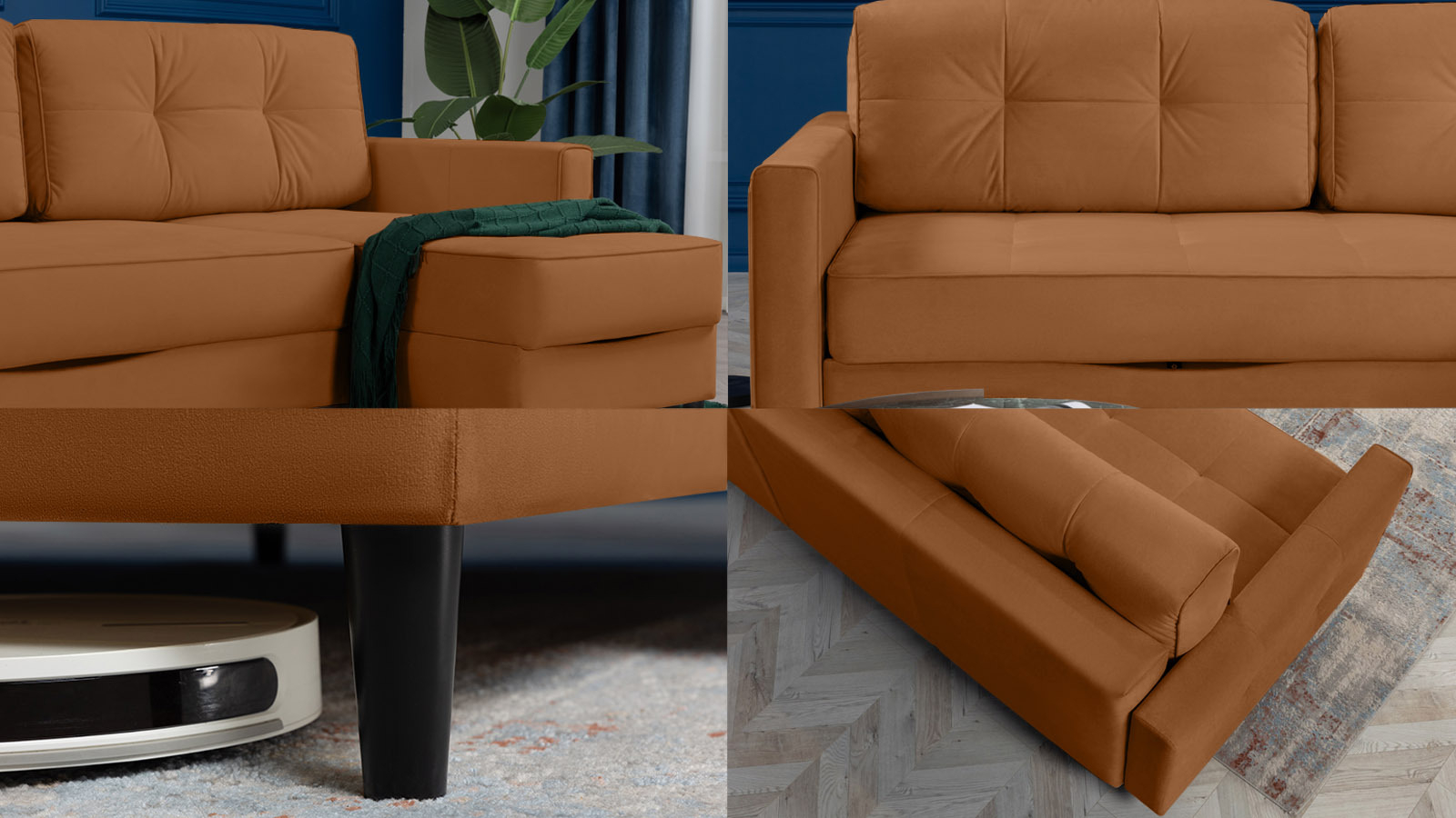 Диван Amani Pro угловой с широкими подлокотниками, ножки: пластик, Тк. Casanova Desert 156x237 — купить в Озерце