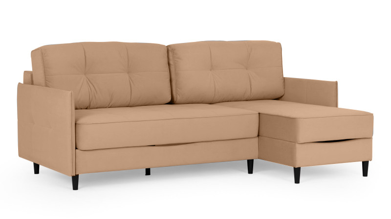 Диван Amani Pro угловой с узкими подлокотниками, ножки: пластик, Тк. Casanova Beige 156x217 — купить в Озерце