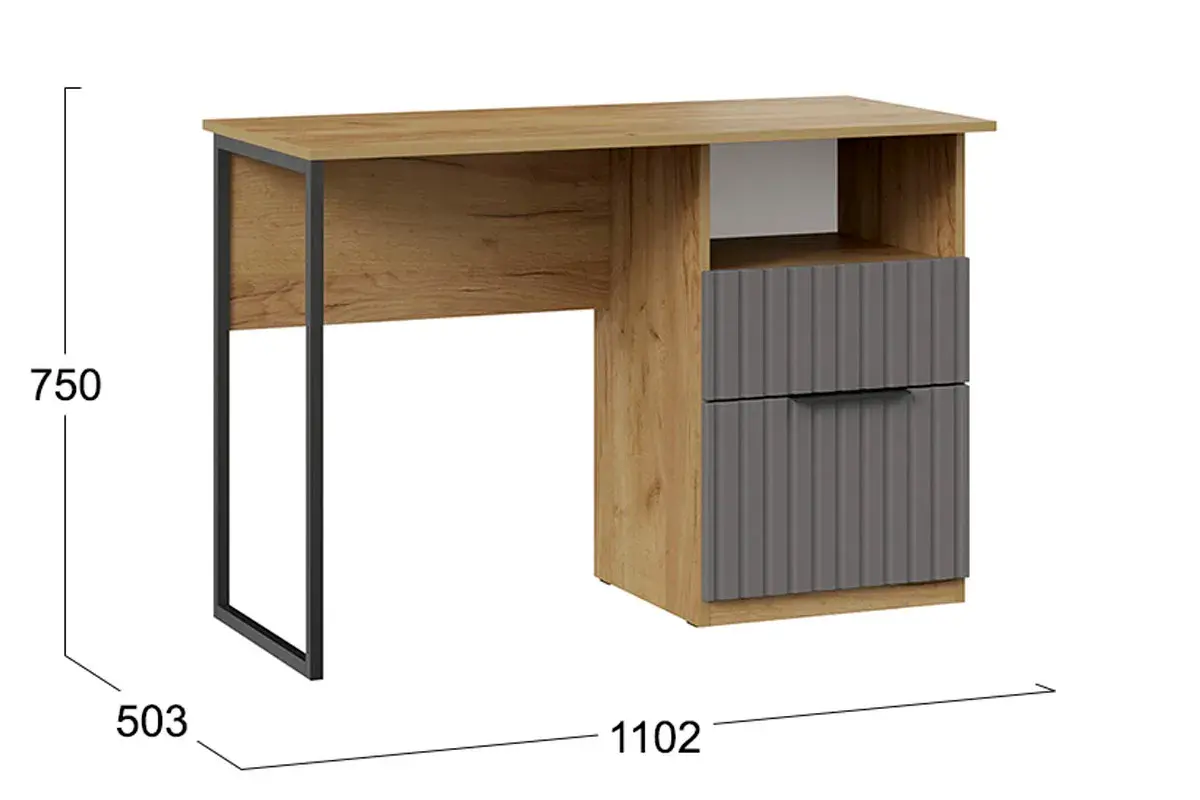 Стол письменный Хилтон Тип 1 (Дуб Крафт золотой/Графит матовый) — Мебель-центр Озерцо